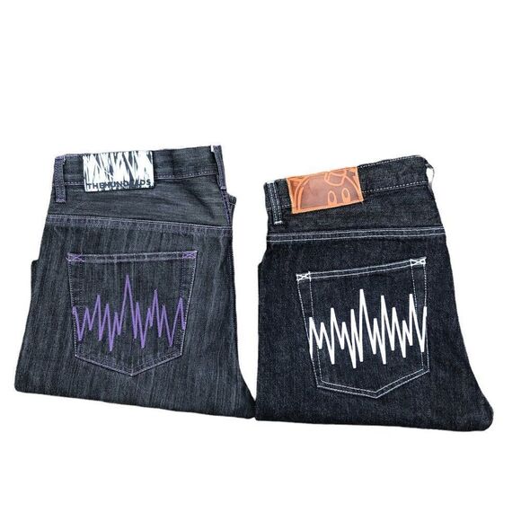 RARE The Hundreds Embroidered Jeans Size 34 Gray DENIM BUNDLE - Picture 1 of 10